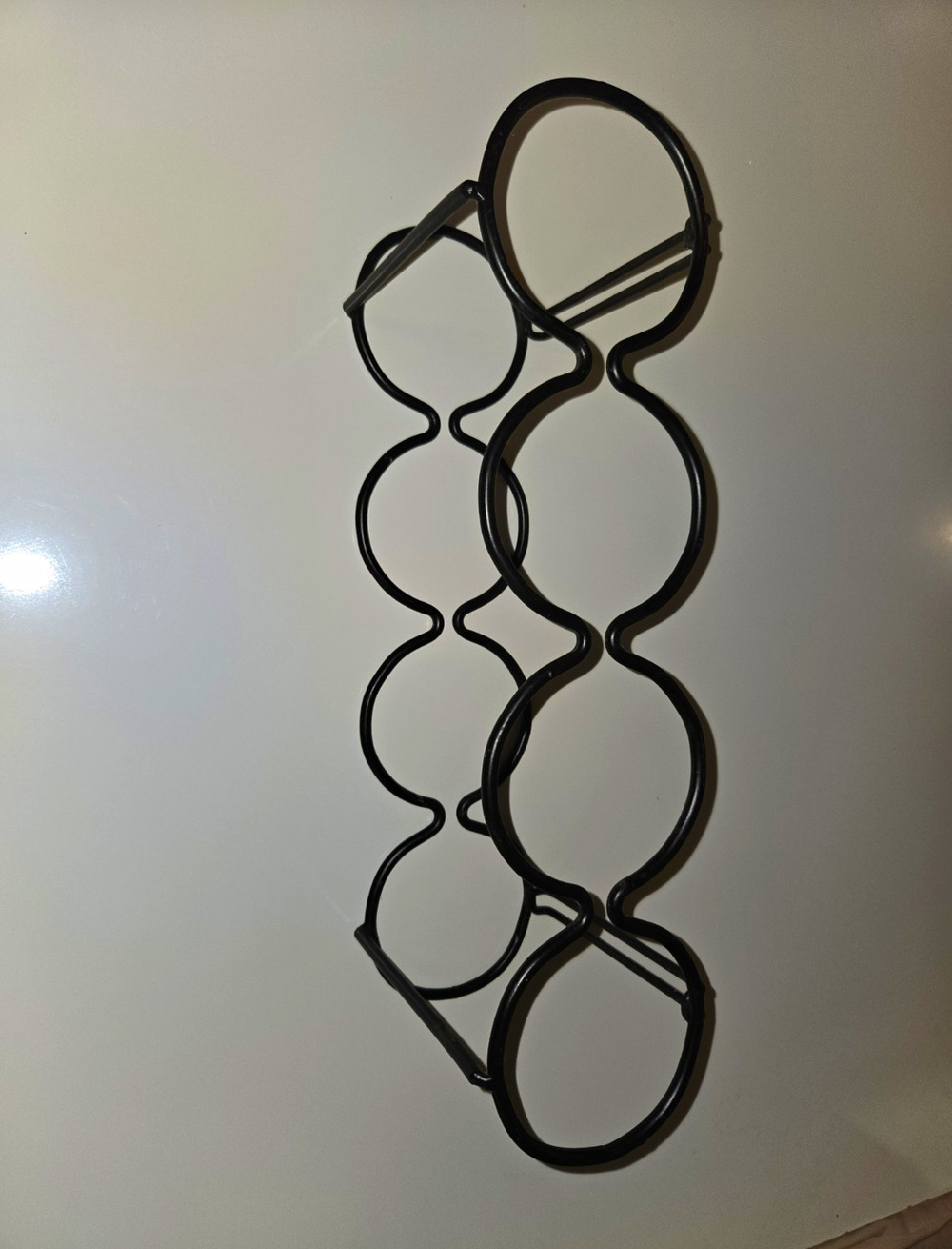 Black Metal 8 Bottle Wine Rack Countertop Holder Modern Minimalist 18” Wide